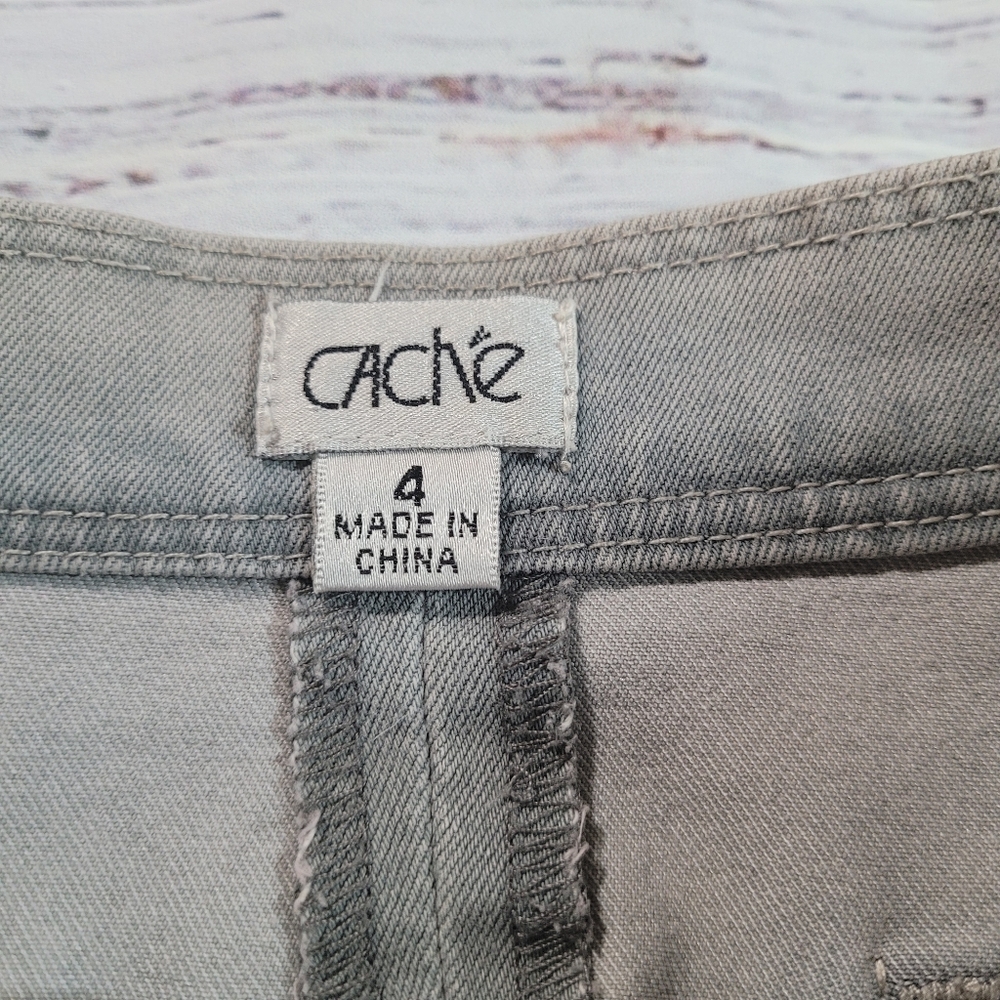 Cache Denim Distressed Vintage Ruffle Wrap Mini Skirt - Picture 4 of 11